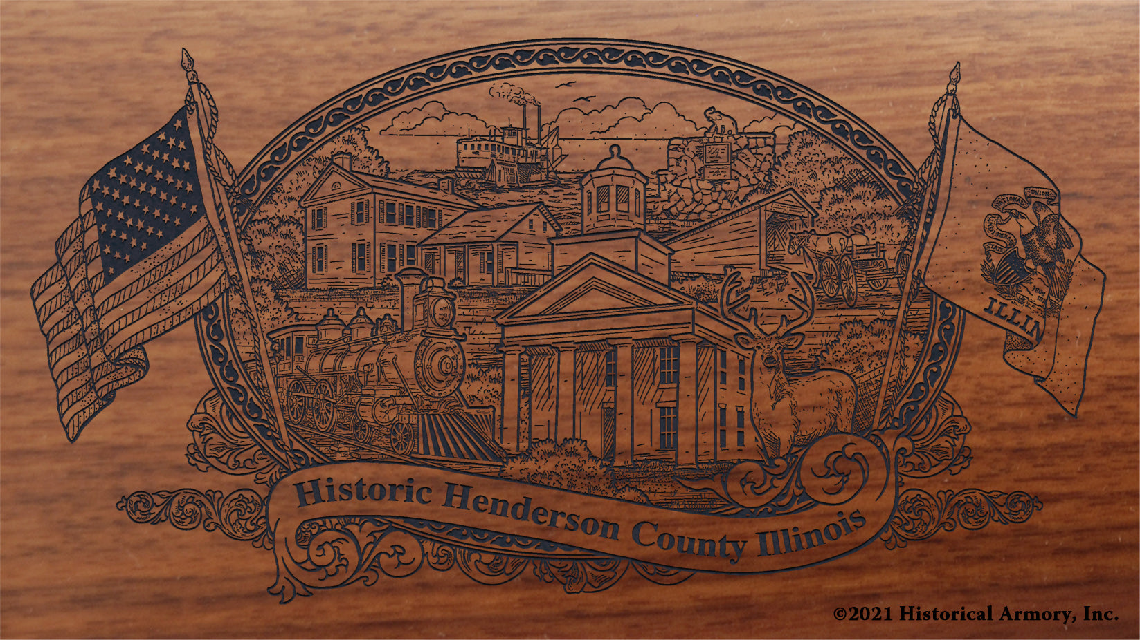 Engraved artwork | History of Henderson County Illinois | Historical Armory