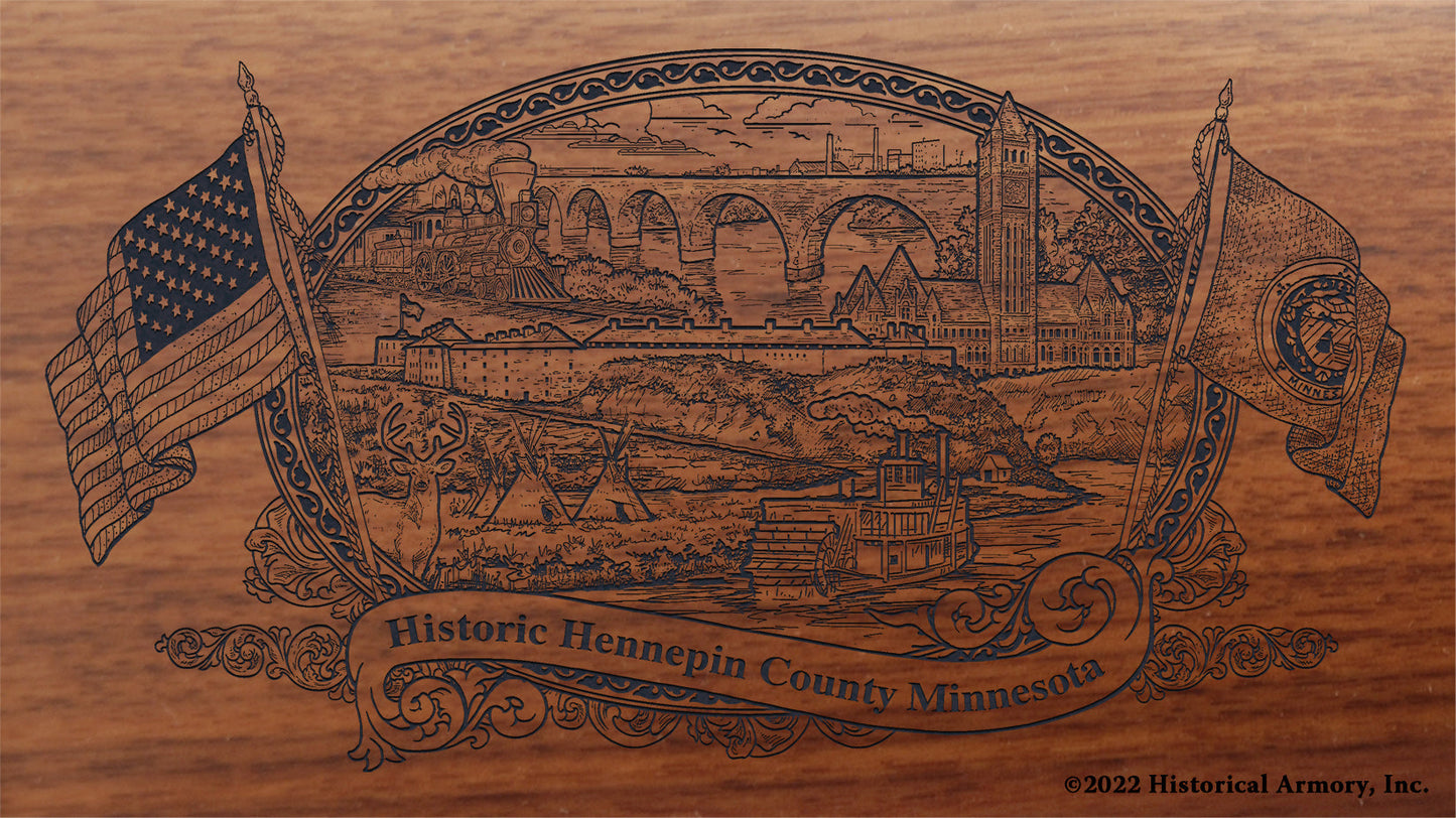 Hennepin County Minnesota Engraved Rifle Buttstock