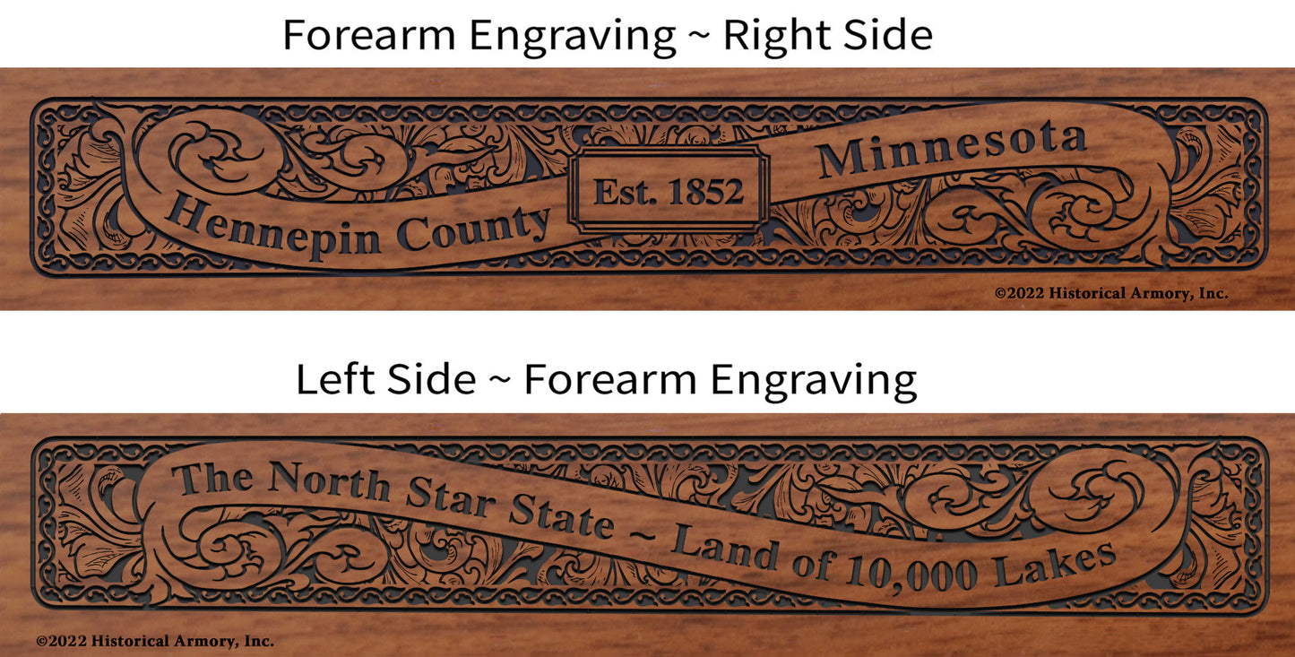 Hennepin County Minnesota Engraved Rifle Forearm