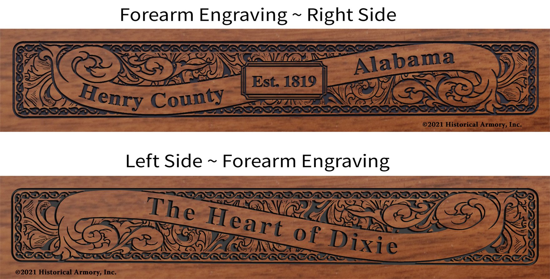 Henry County Alabama Establishment and Motto History Engraved Rifle Forearm