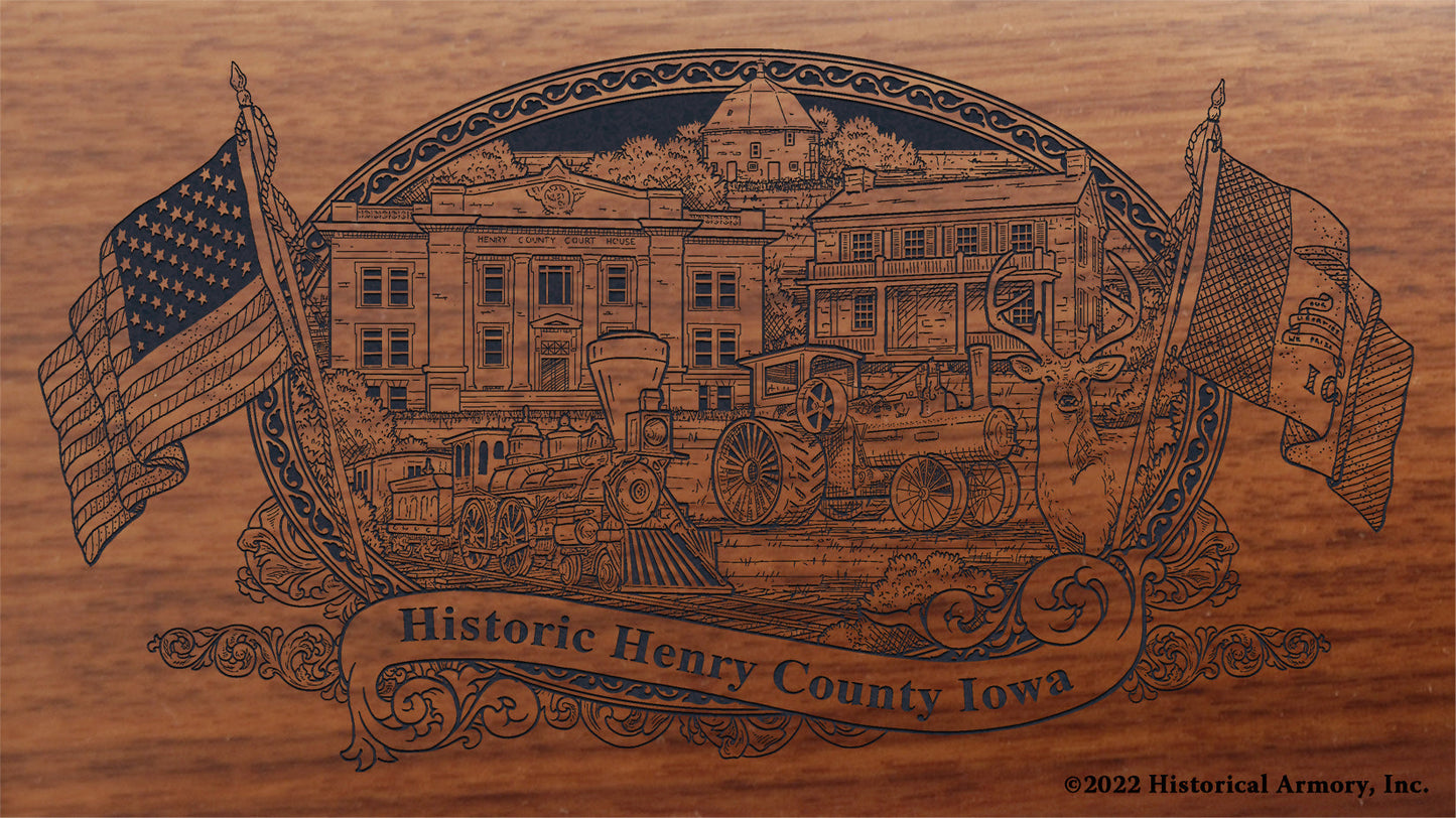 Henry County Iowa Engraved Rifle Buttstock