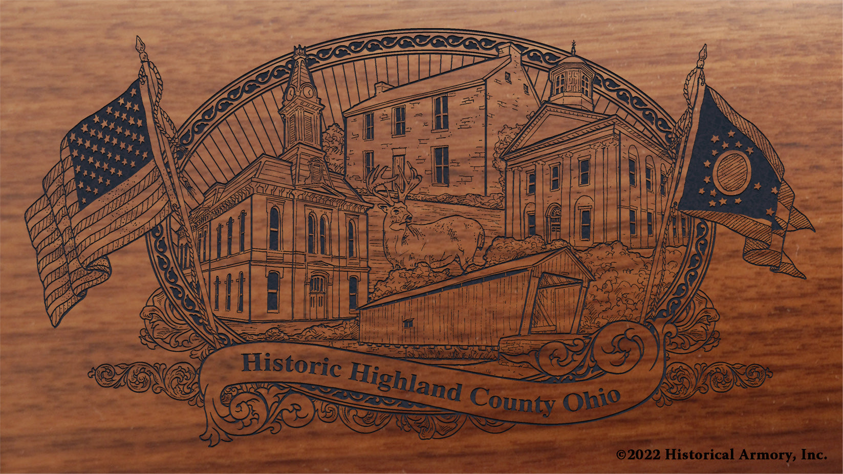 Highland County Ohio Engraved Rifle Buttstock