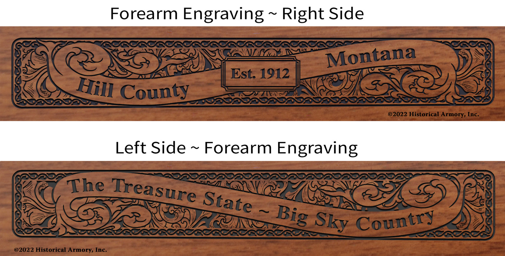 Hill County Montana Engraved Rifle Forearm