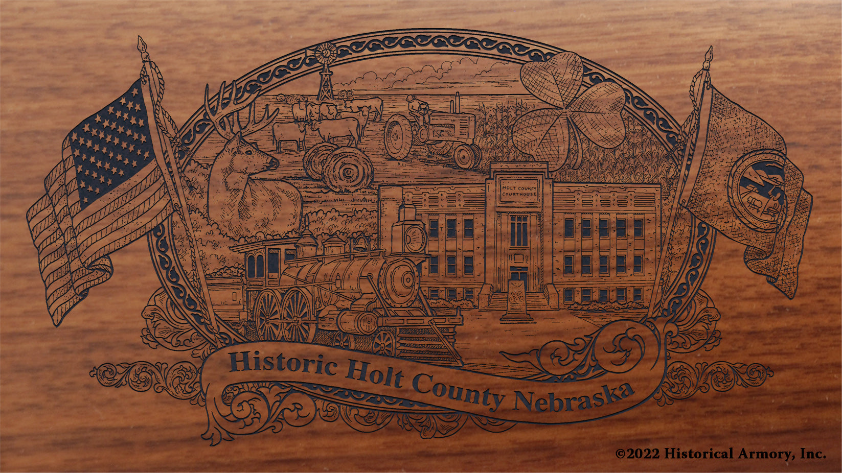 Holt County Nebraska Engraved Rifle Buttstock