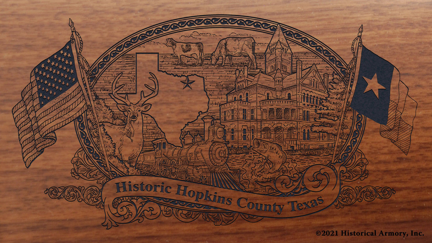 Hopkins County Texas Engraved Rifle Buttstock