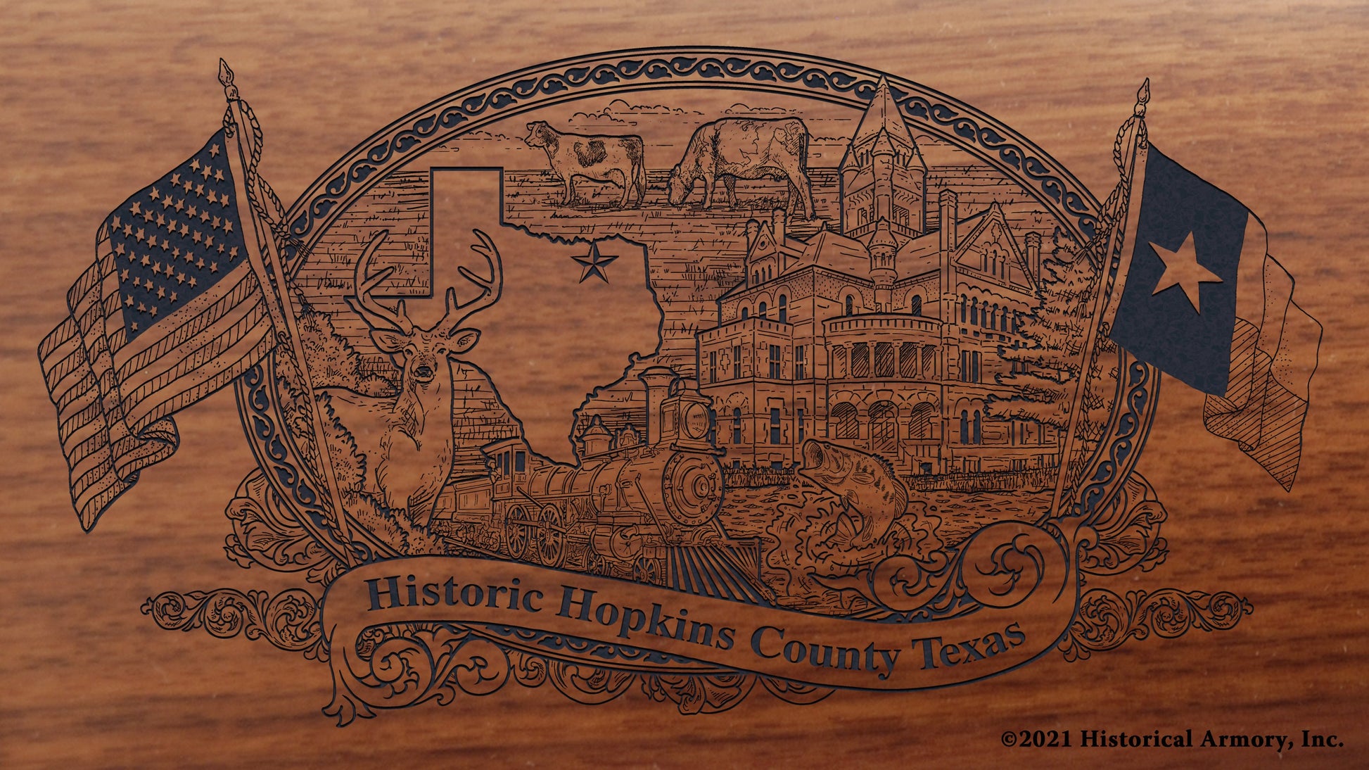 Hopkins County Texas Engraved Rifle Buttstock