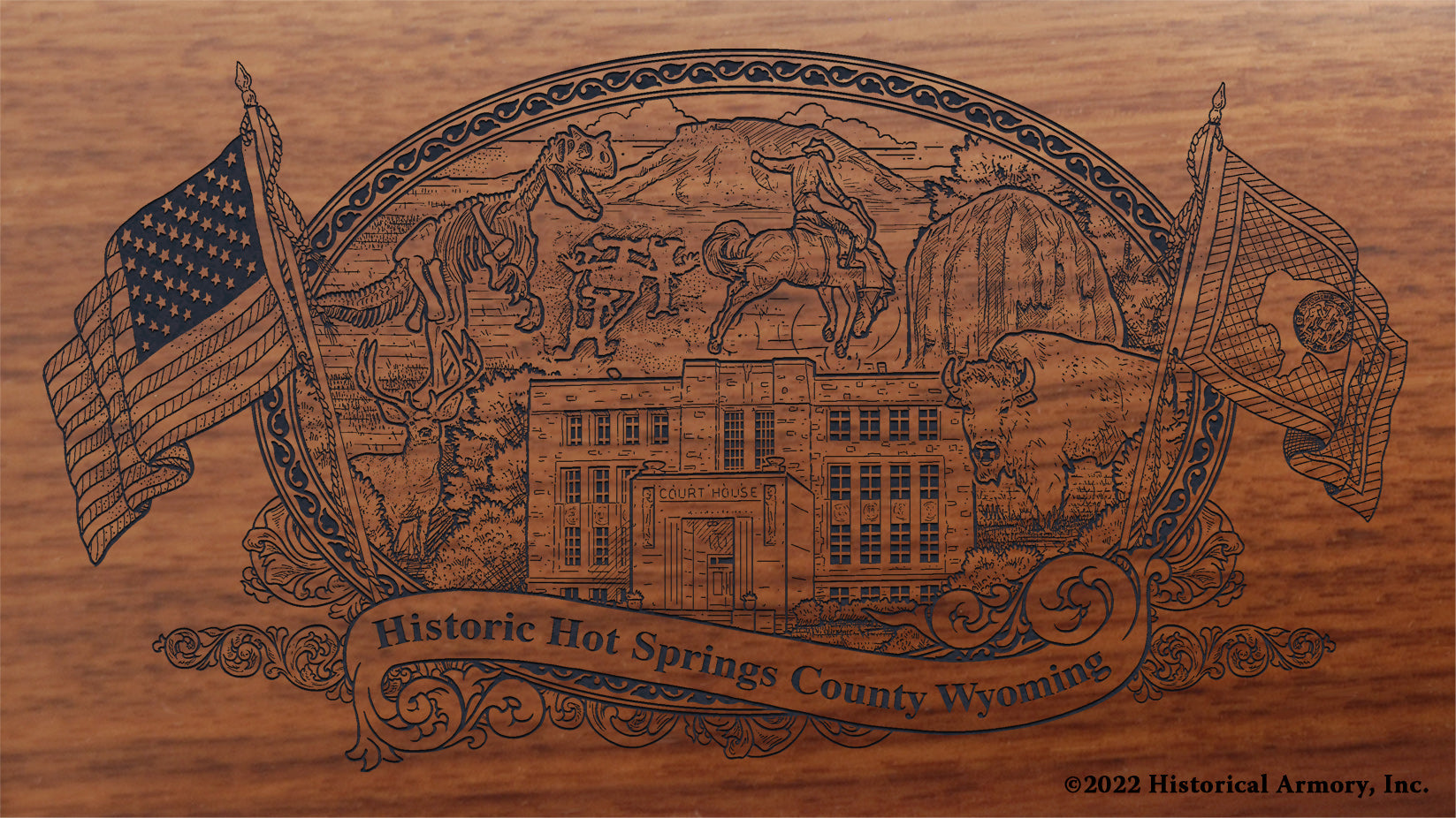 Hot Springs County Wyoming Engraved Rifle Buttstock