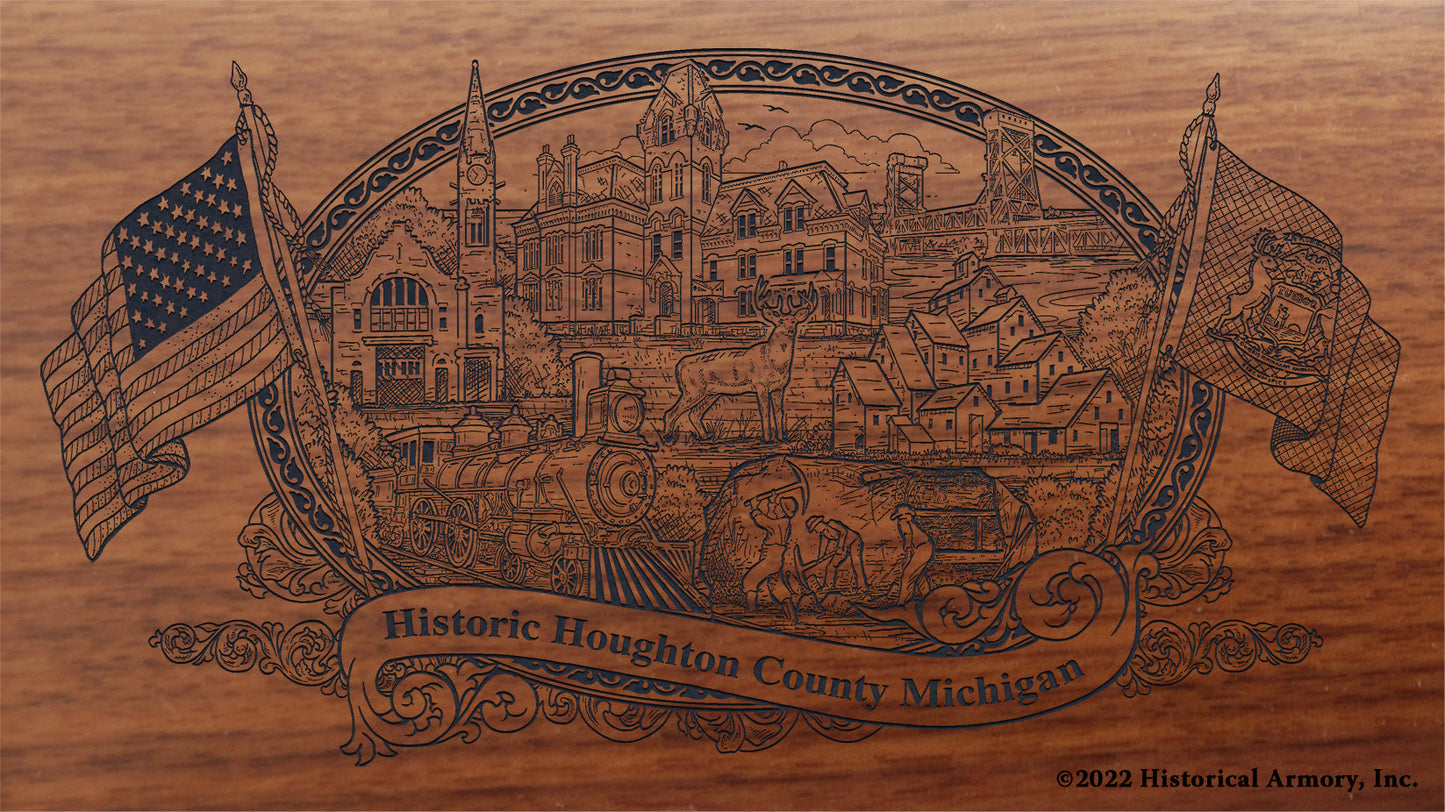 Houghton County Michigan Engraved Rifle Buttstock