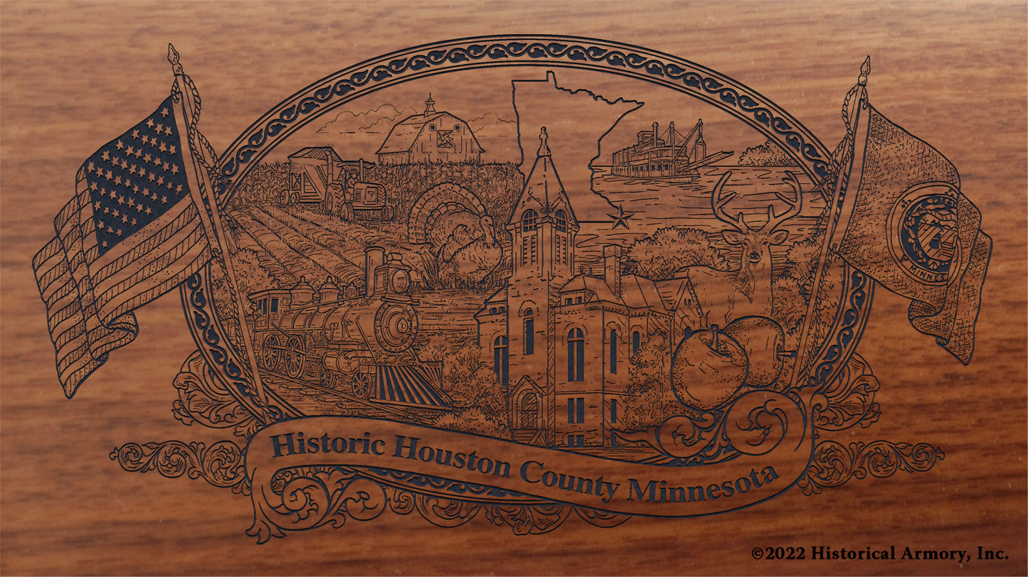 Houston County Minnesota Engraved Rifle Buttstock