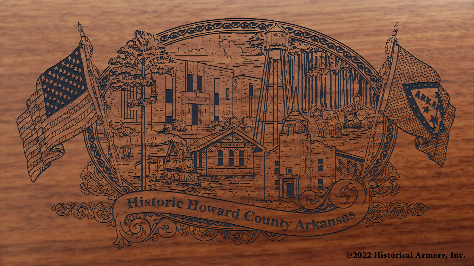Howard County Arkansas Engraved Rifle Buttstock