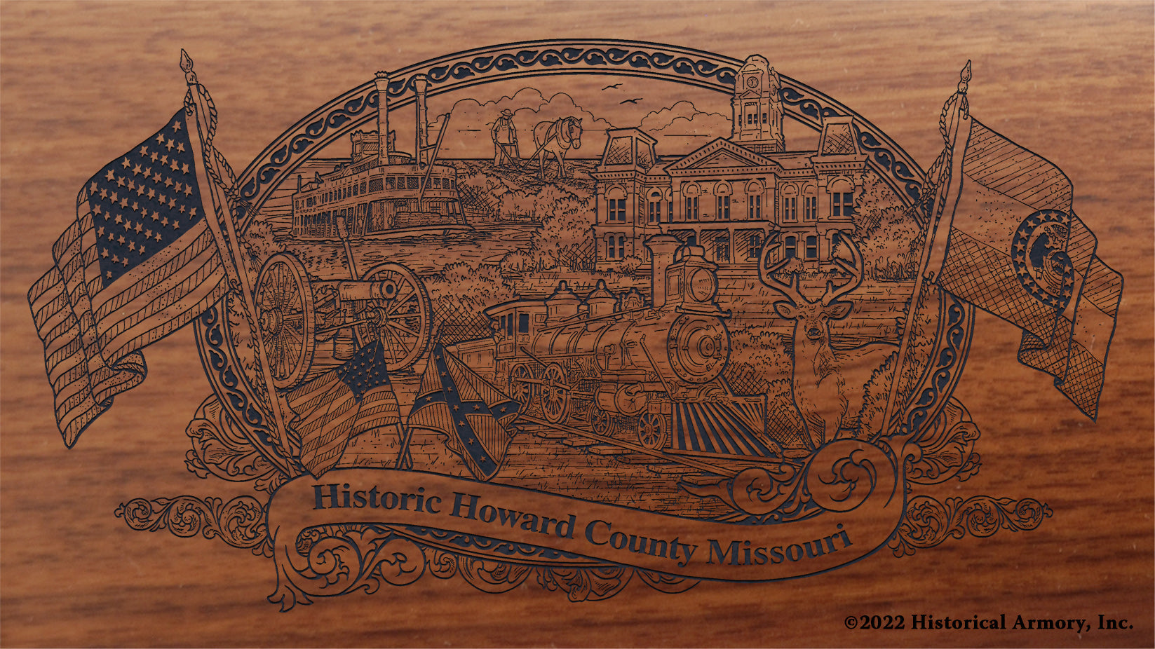 Howard County Missouri Engraved Rifle Buttstock