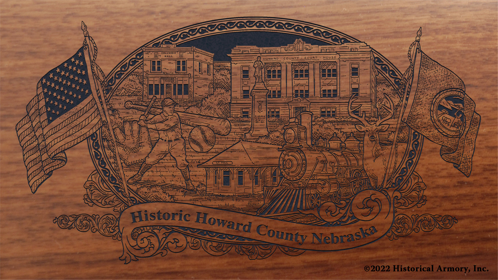 Howard County Nebraska Engraved Rifle Buttstock