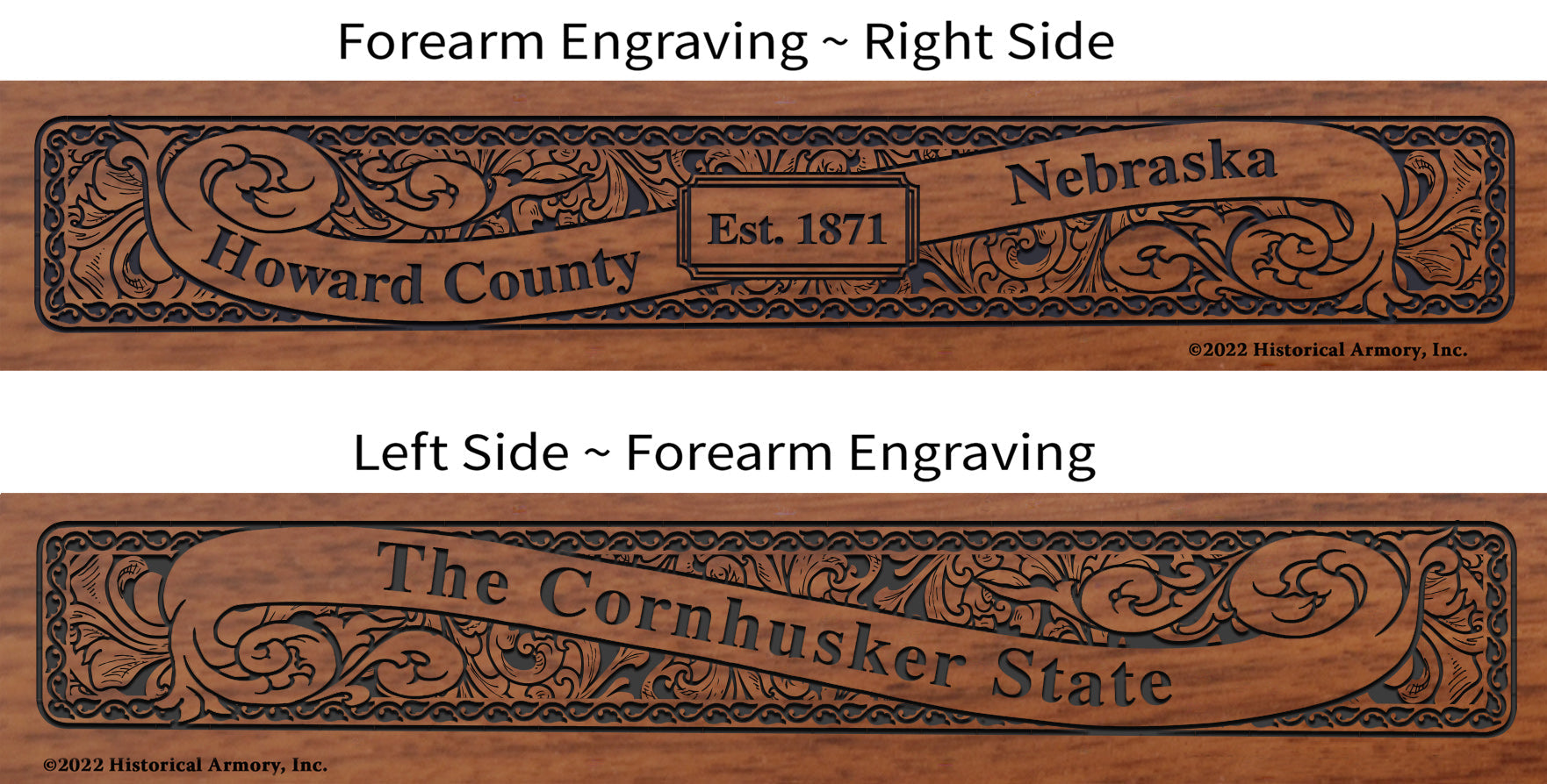 Howard County Nebraska Engraved Rifle Forearm