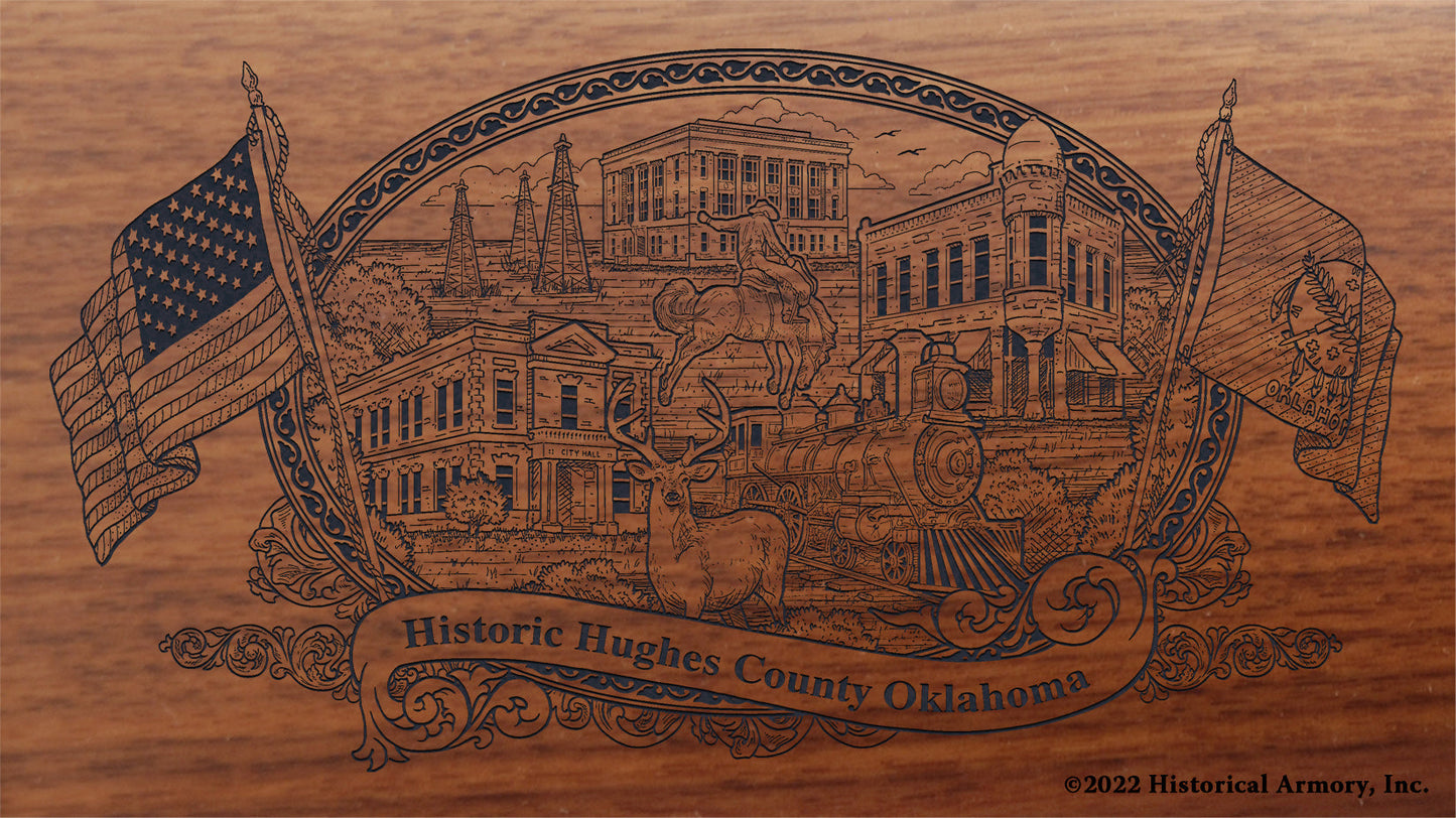Hughes County Oklahoma Engraved Rifle Buttstock