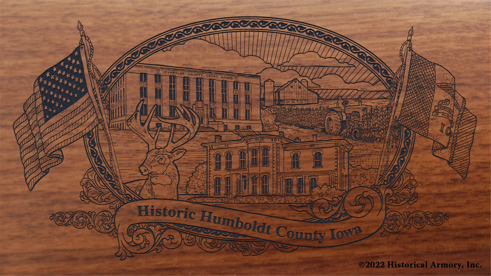 Humboldt County Iowa Engraved Rifle Buttstock