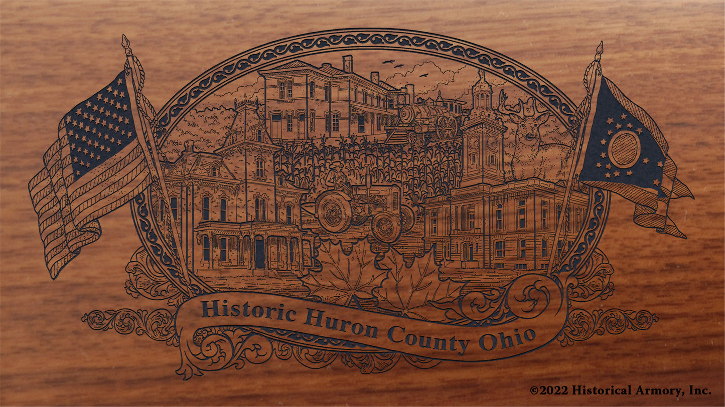 Huron County Ohio Engraved Rifle Buttstock