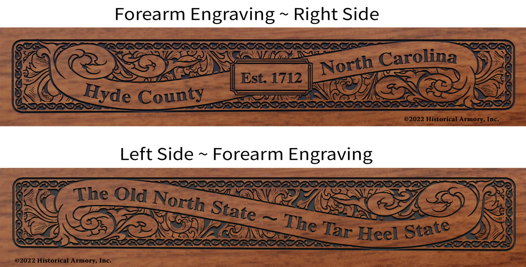 Hyde County North Carolina Engraved Rifle Forearm