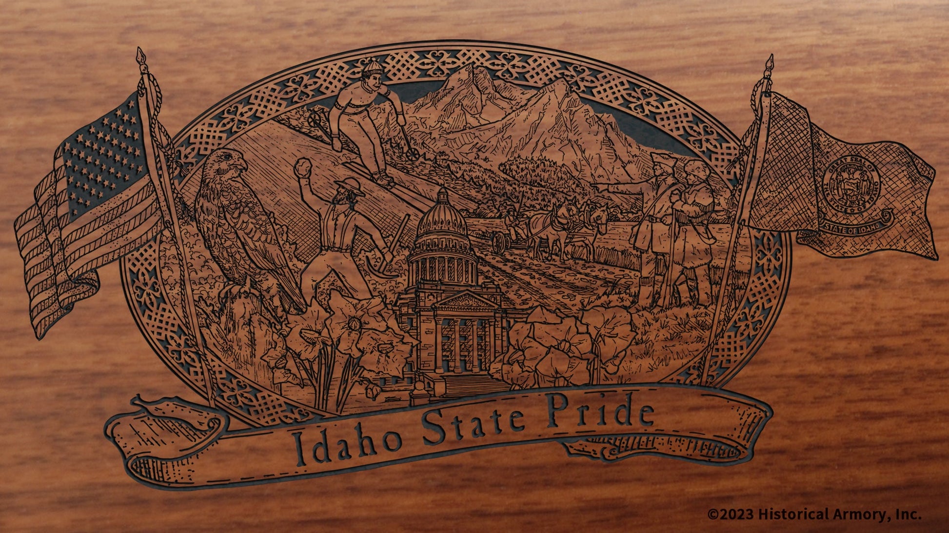Idaho State Pride Engraved Rifle