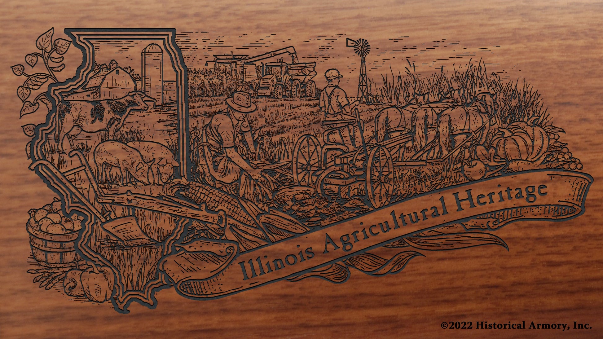 Illinois Agricultural Heritage Engraved Rifle Buttstock
