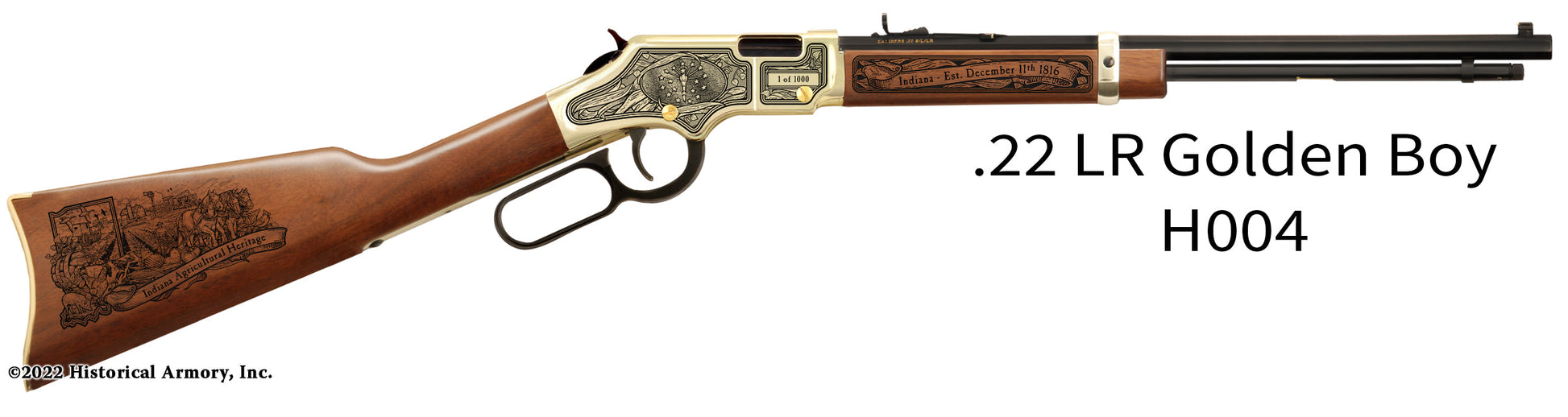 Indiana State Agricultural Heritage Engraved Golden Boy Rifle