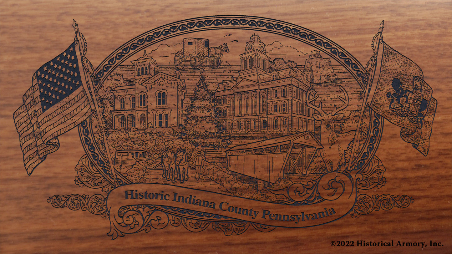 Indiana County Pennsylvania Engraved Rifle Buttstock