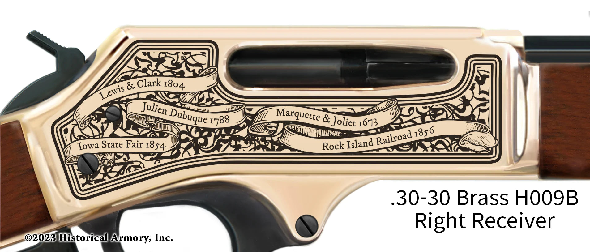 Iowa State Pride Engraved H009B .30-30 Receiver detail Henry Rifle