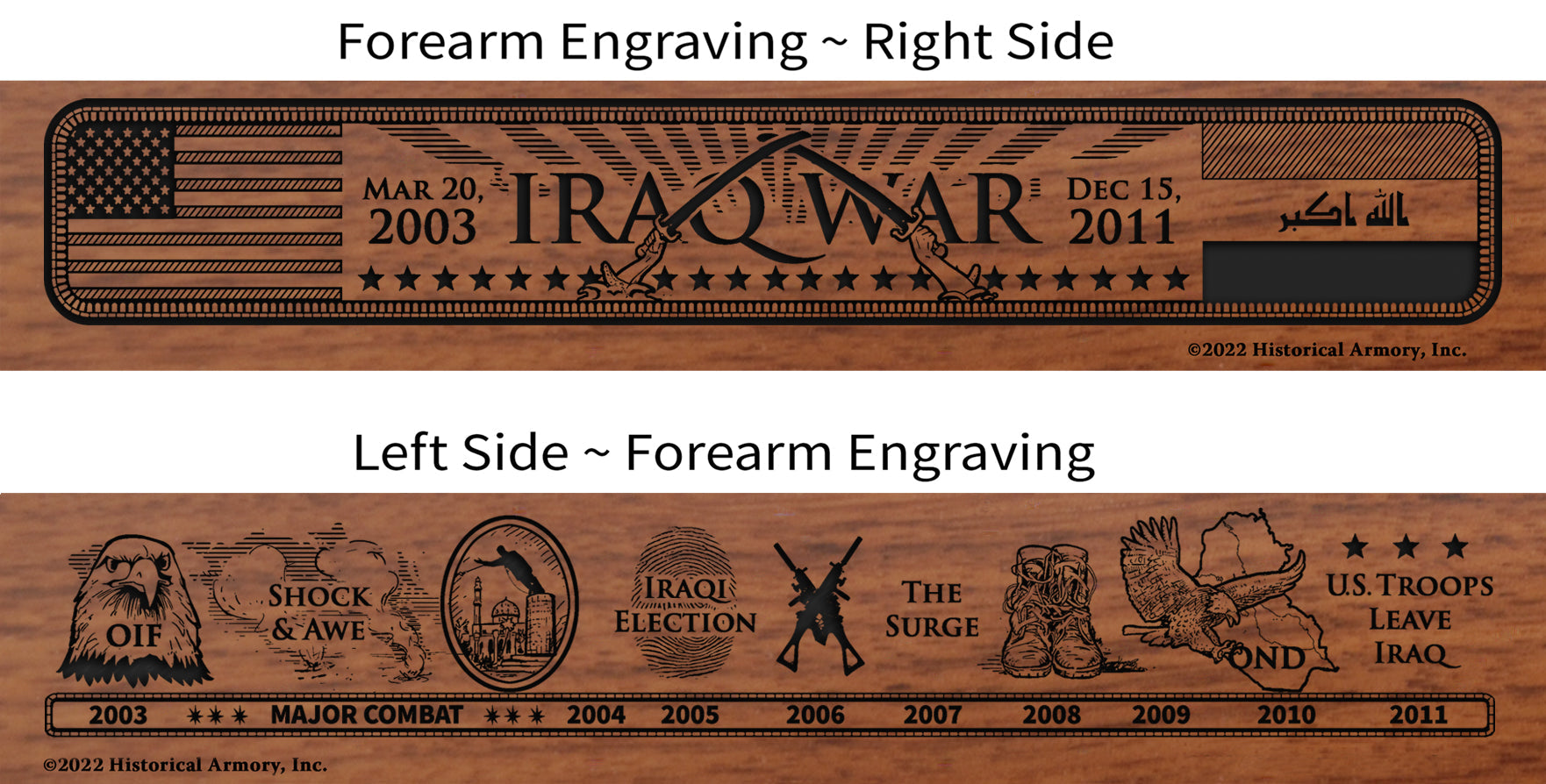 Iraq War Commemorative Engraved Rifle Forearm