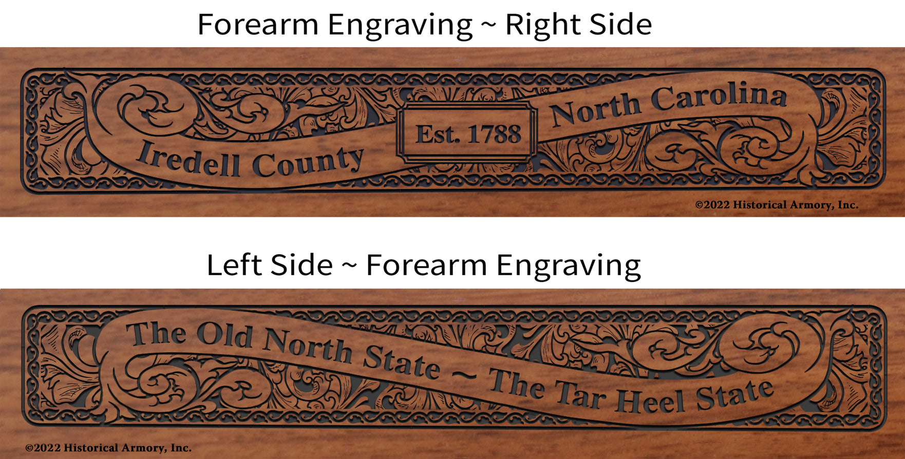 Iredell County North Carolina Engraved Rifle Forearm