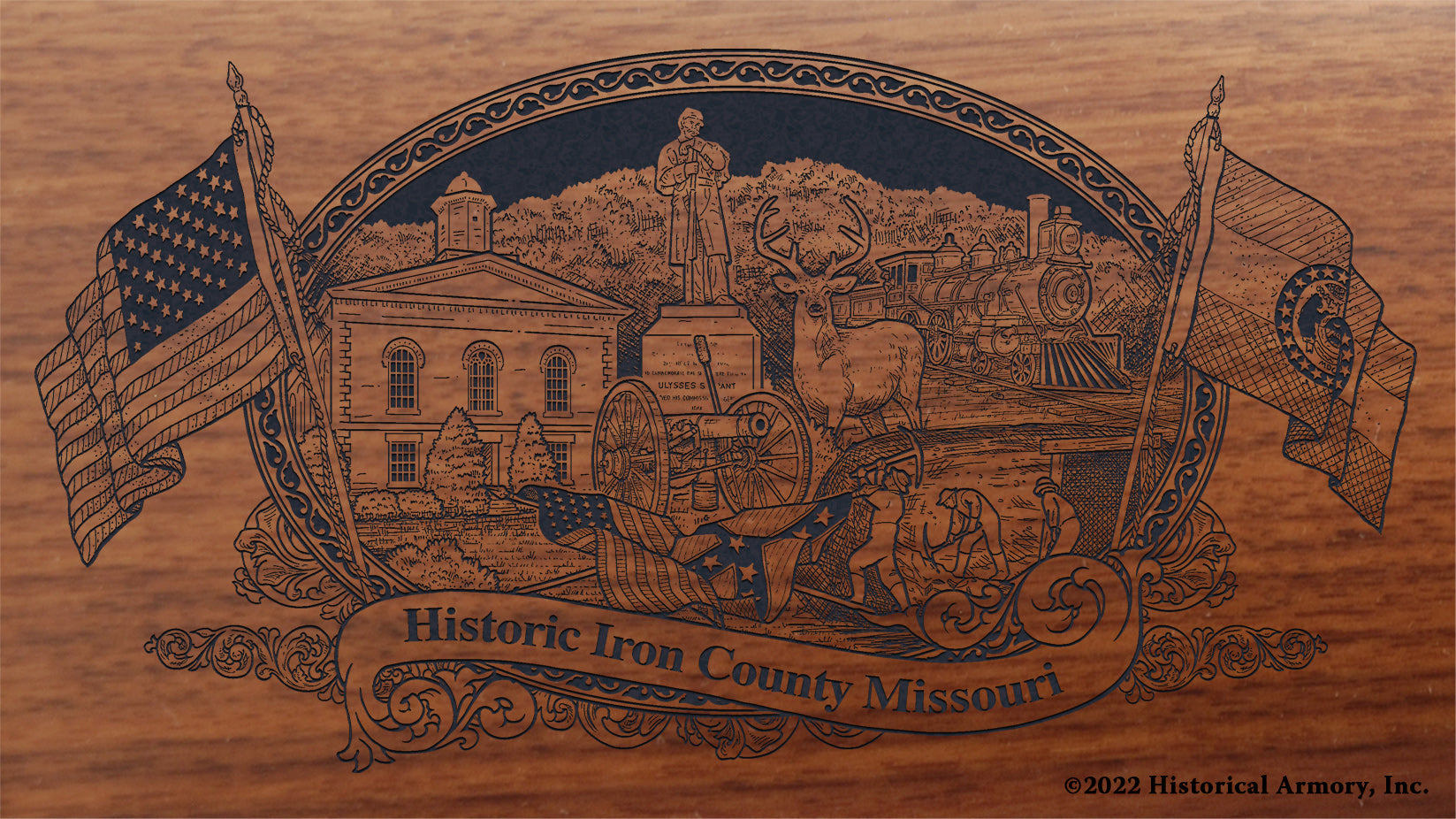 Iron County Missouri Engraved Rifle Buttstock