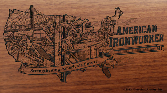 Ironworkers strengthen America's Future - Engraved Rifle Art