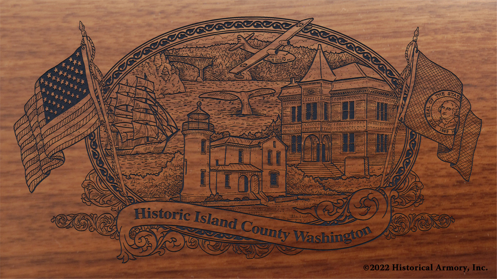 Island County Washington Engraved Rifle Buttstock