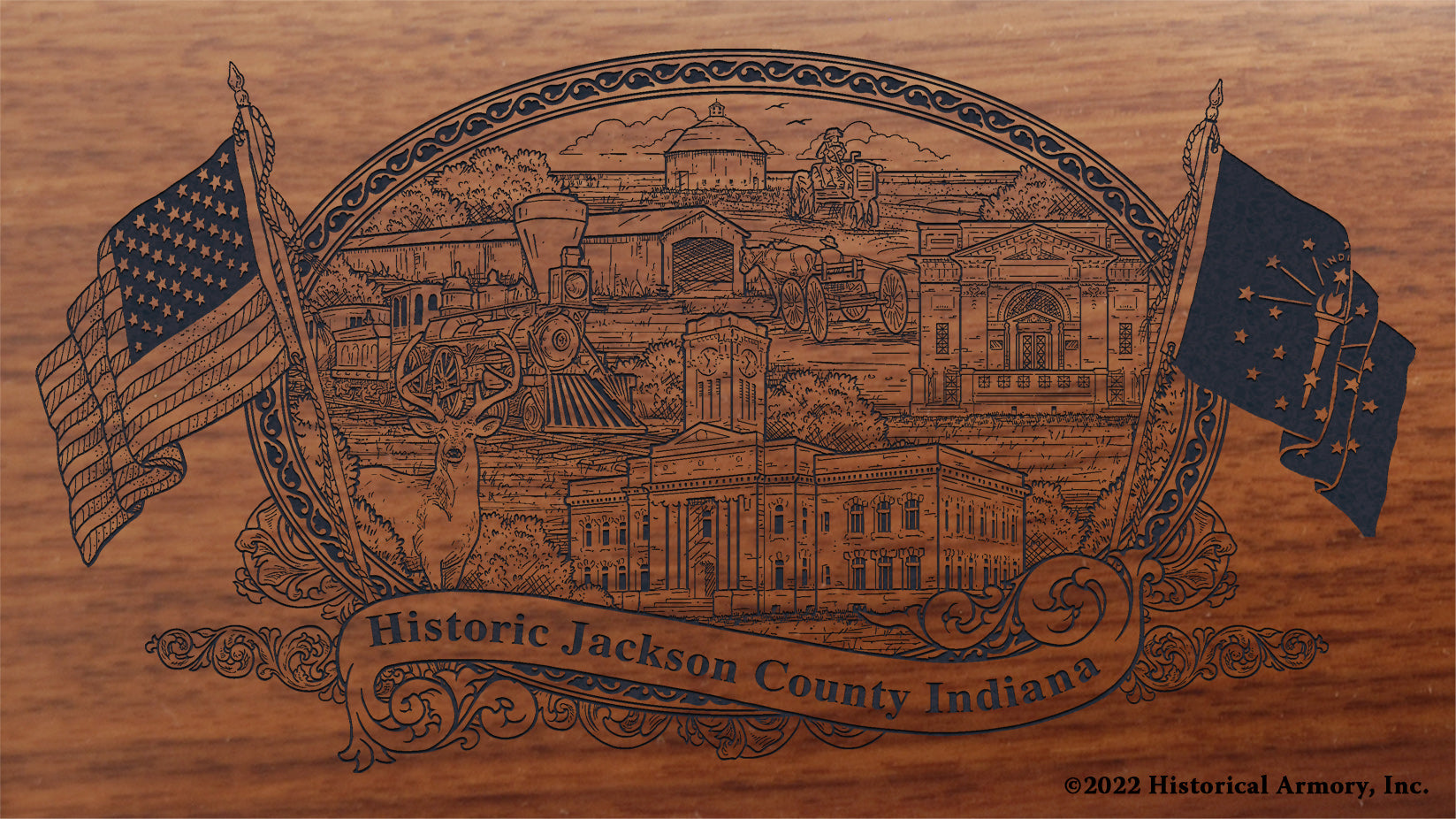 Jackson County Indiana Engraved Rifle Buttstock
