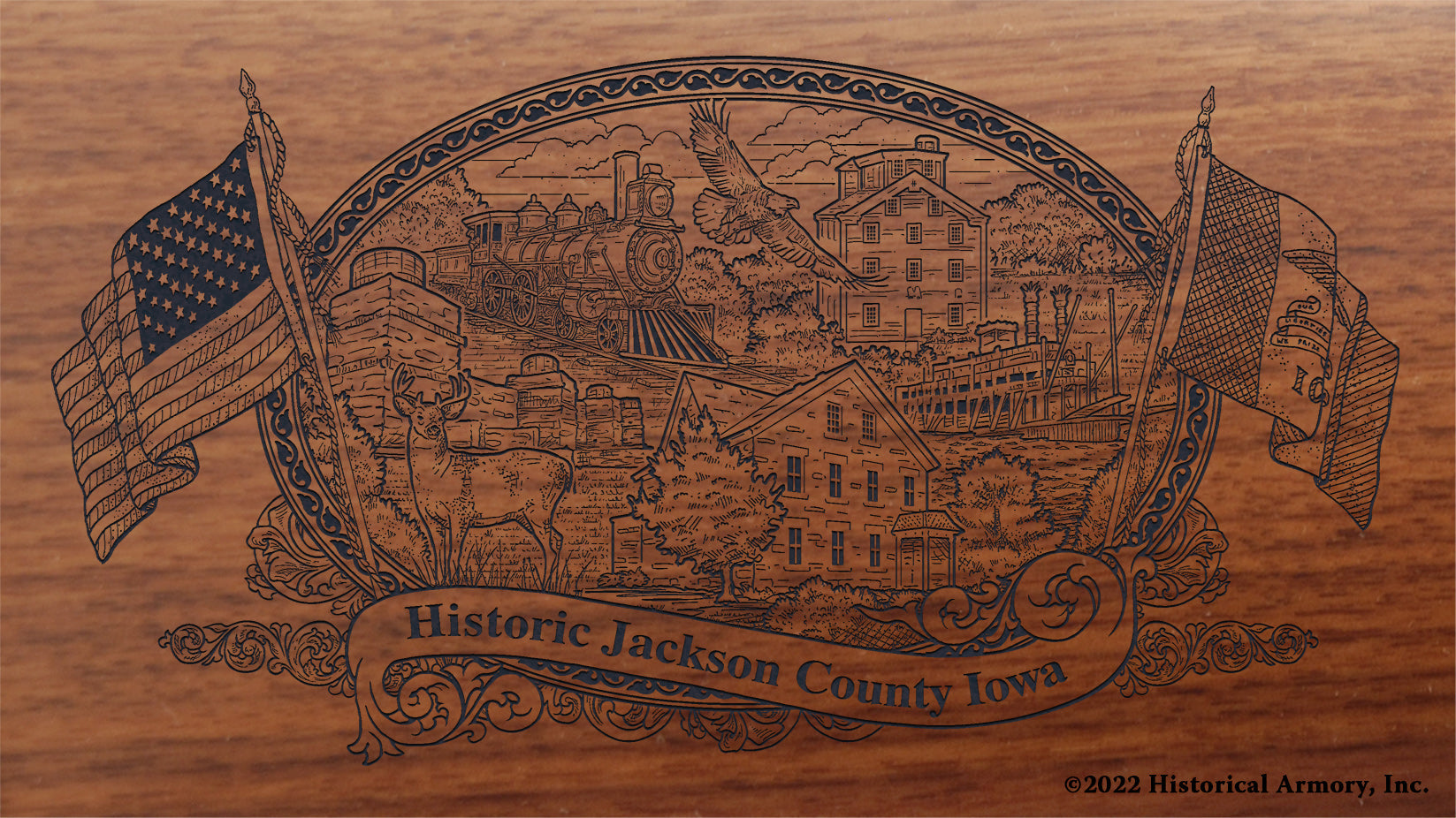 Jackson County Iowa Engraved Rifle Buttstock