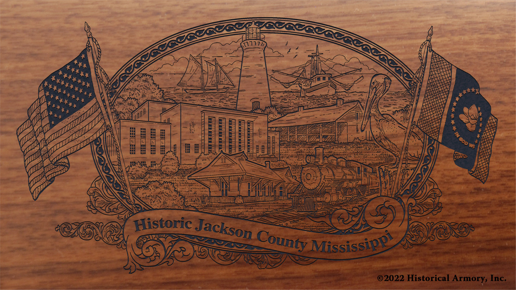 Jackson County Mississippi Engraved Rifle Buttstock