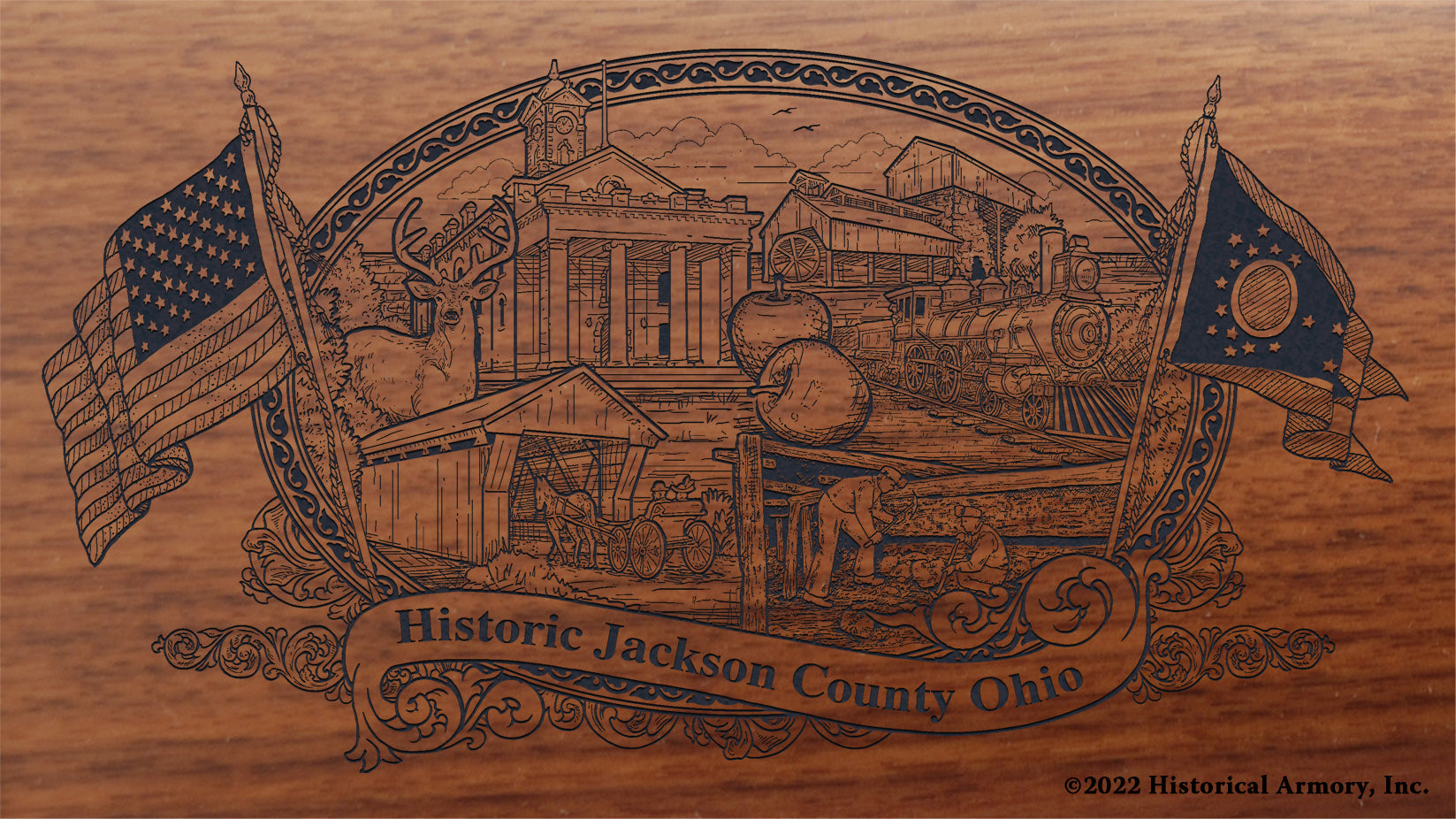 Jackson County Ohio Engraved Rifle Buttstock