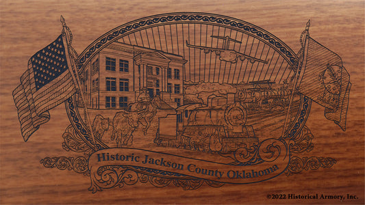 Jackson County Oklahoma Engraved Rifle Buttstock