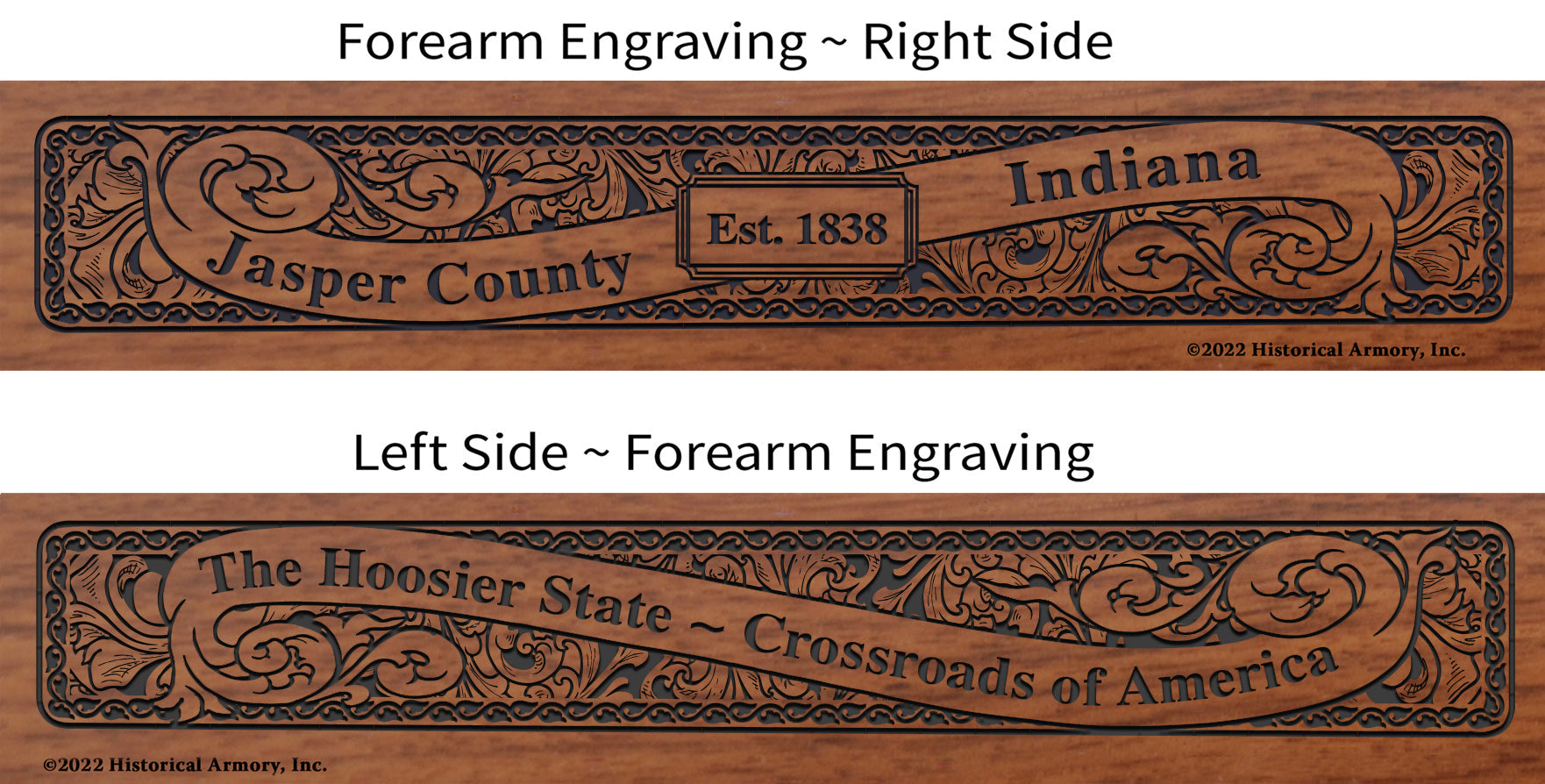 Jasper County Indiana Engraved Rifle Forearm