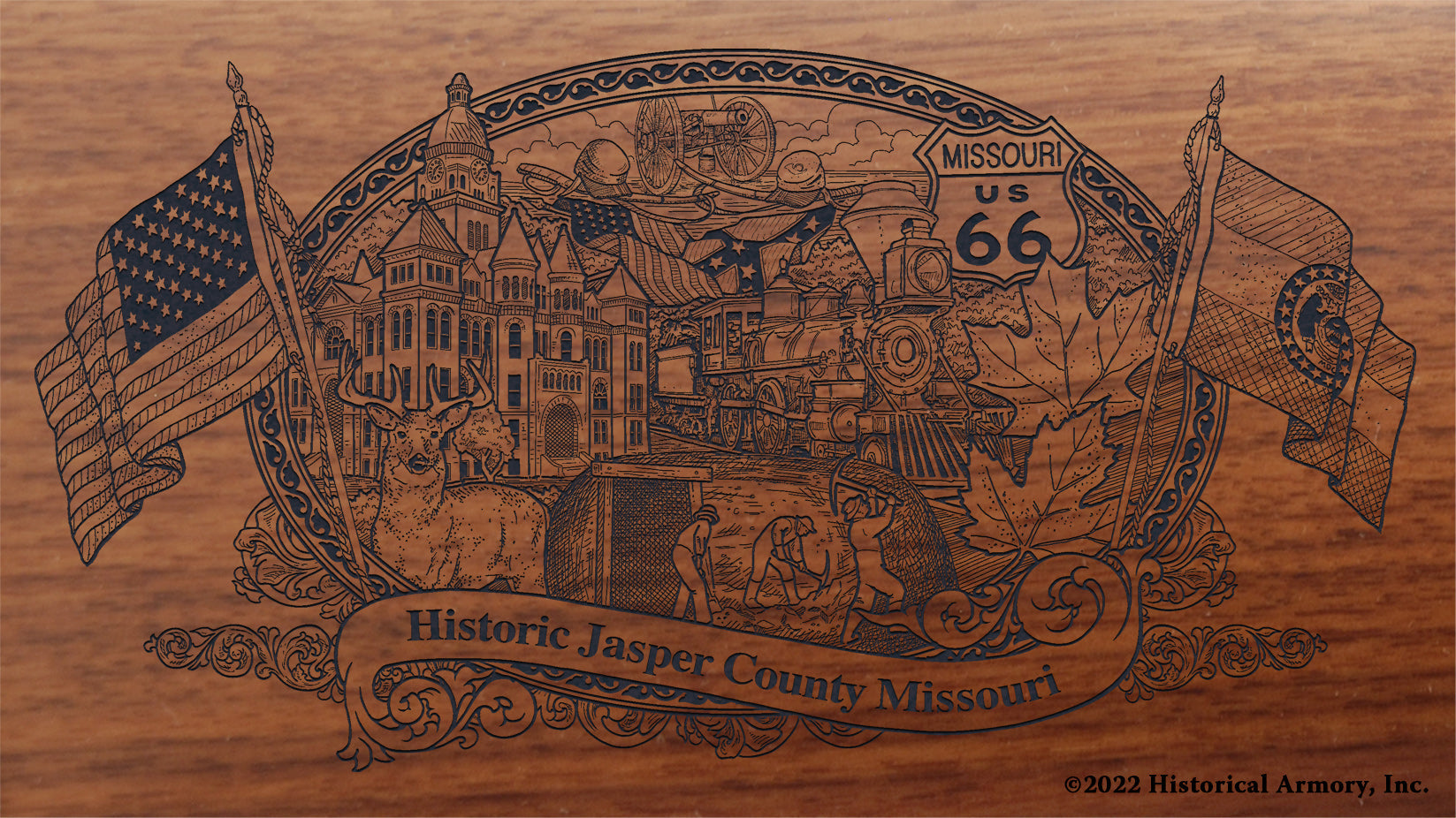 Jasper County Missouri Engraved Rifle Buttstock