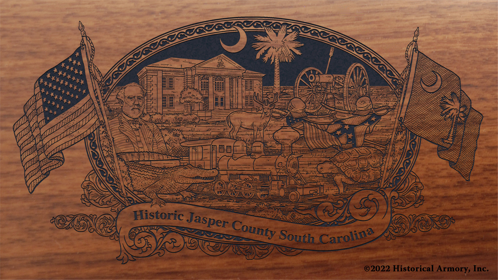 Jasper County South Carolina Engraved Rifle Buttstock