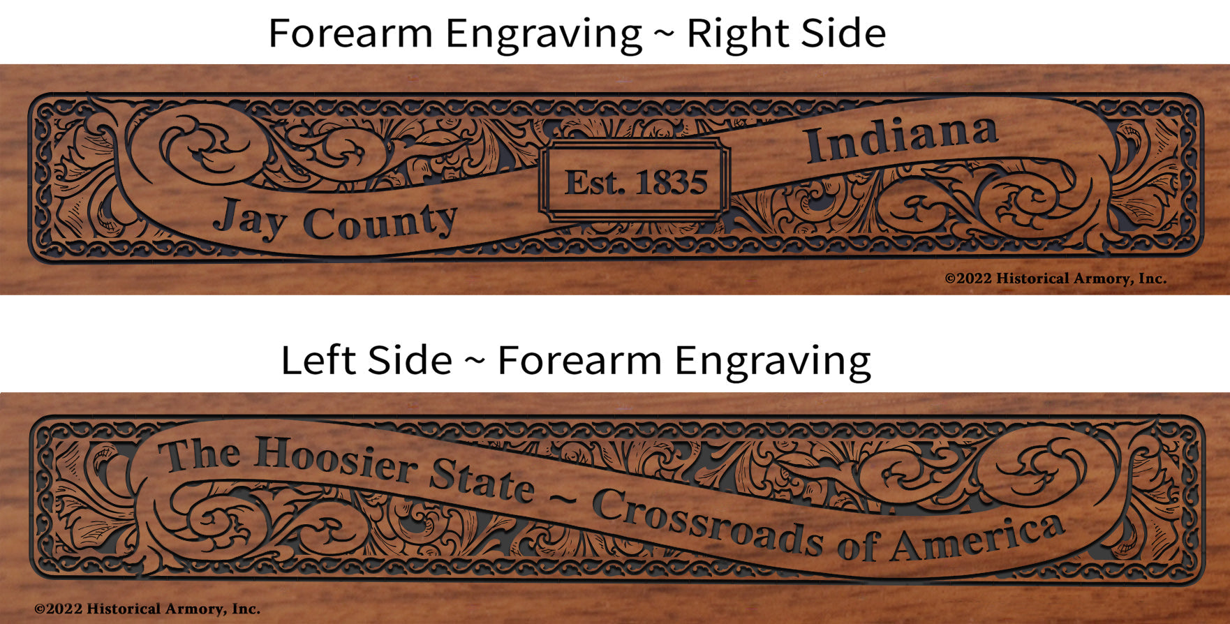 Jay County Indiana Engraved Rifle Forearm