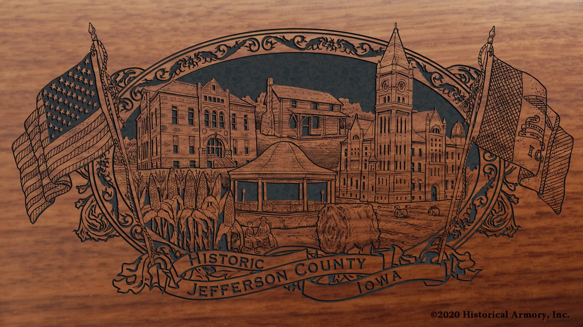 Jefferson County Iowa Engraved Rifle Buttstock
