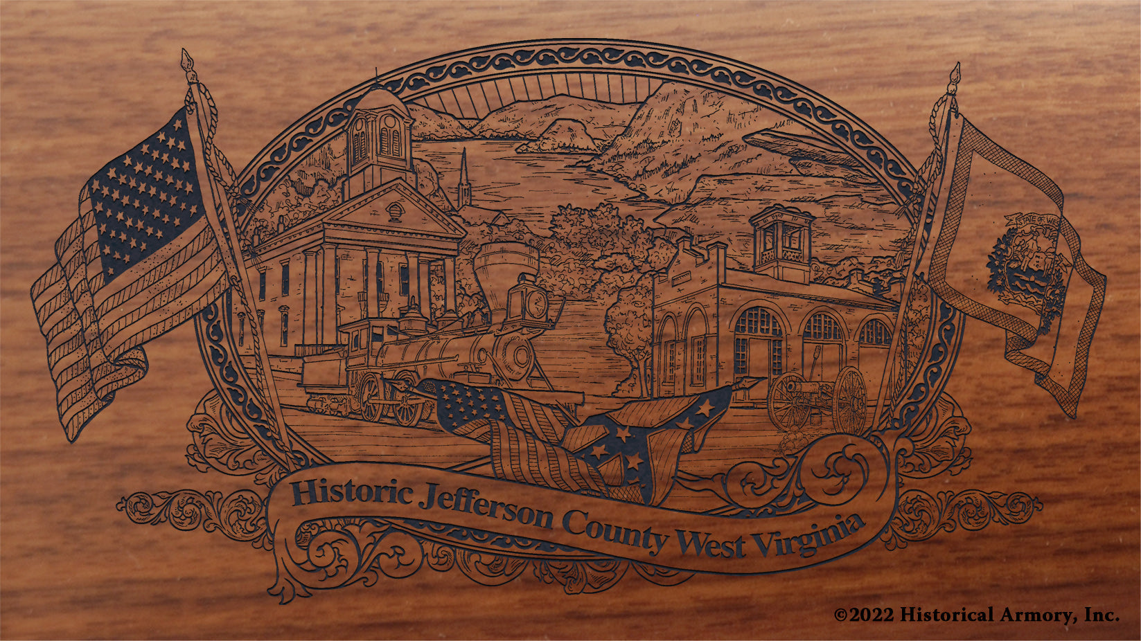 Jefferson County West Virginia Engraved Rifle Buttstock
