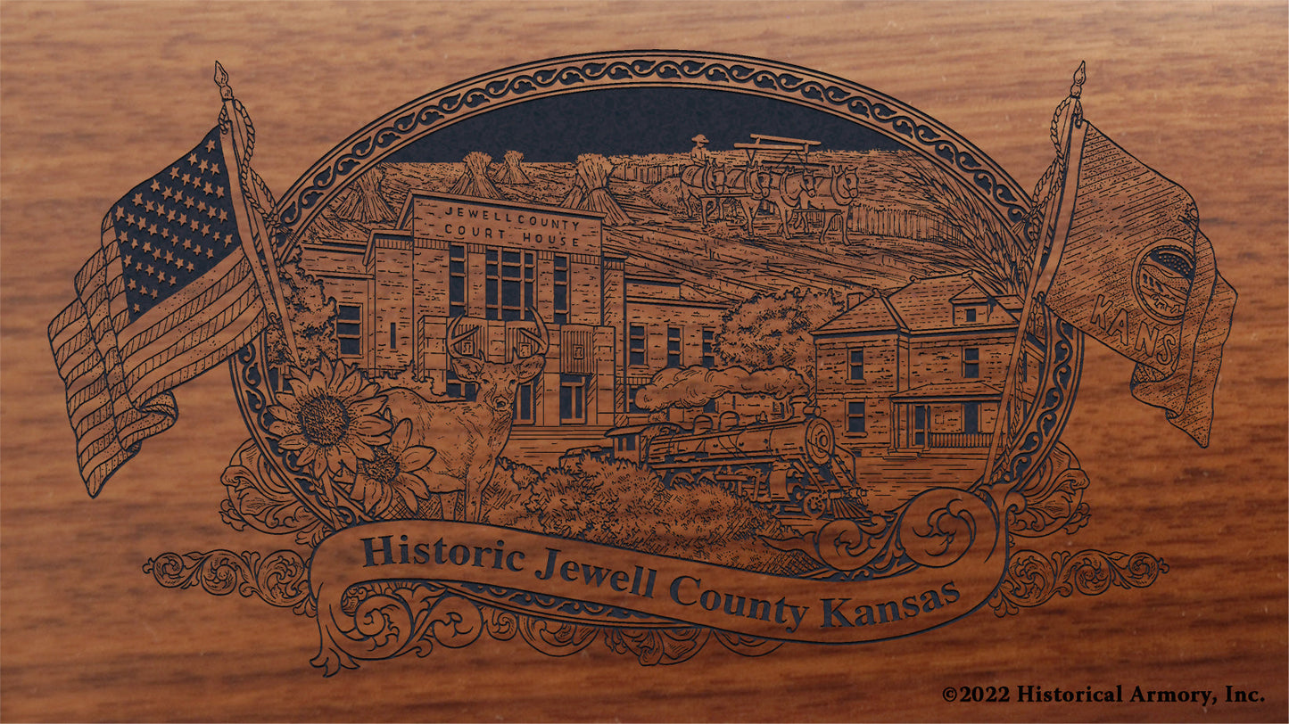 Jewell County Kansas Engraved Rifle Buttstock