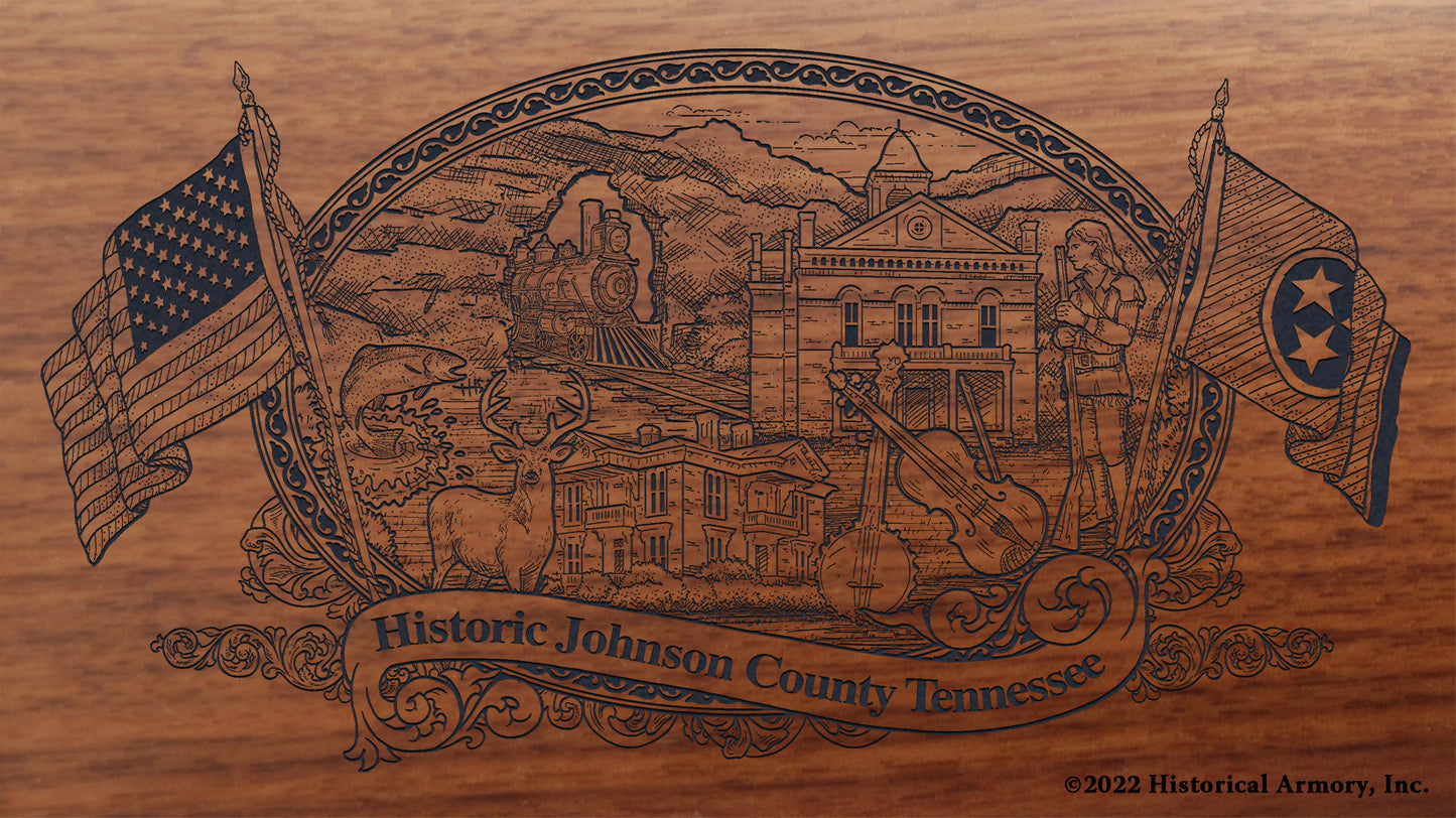 Johnson County Tennessee Engraved Rifle Buttstock