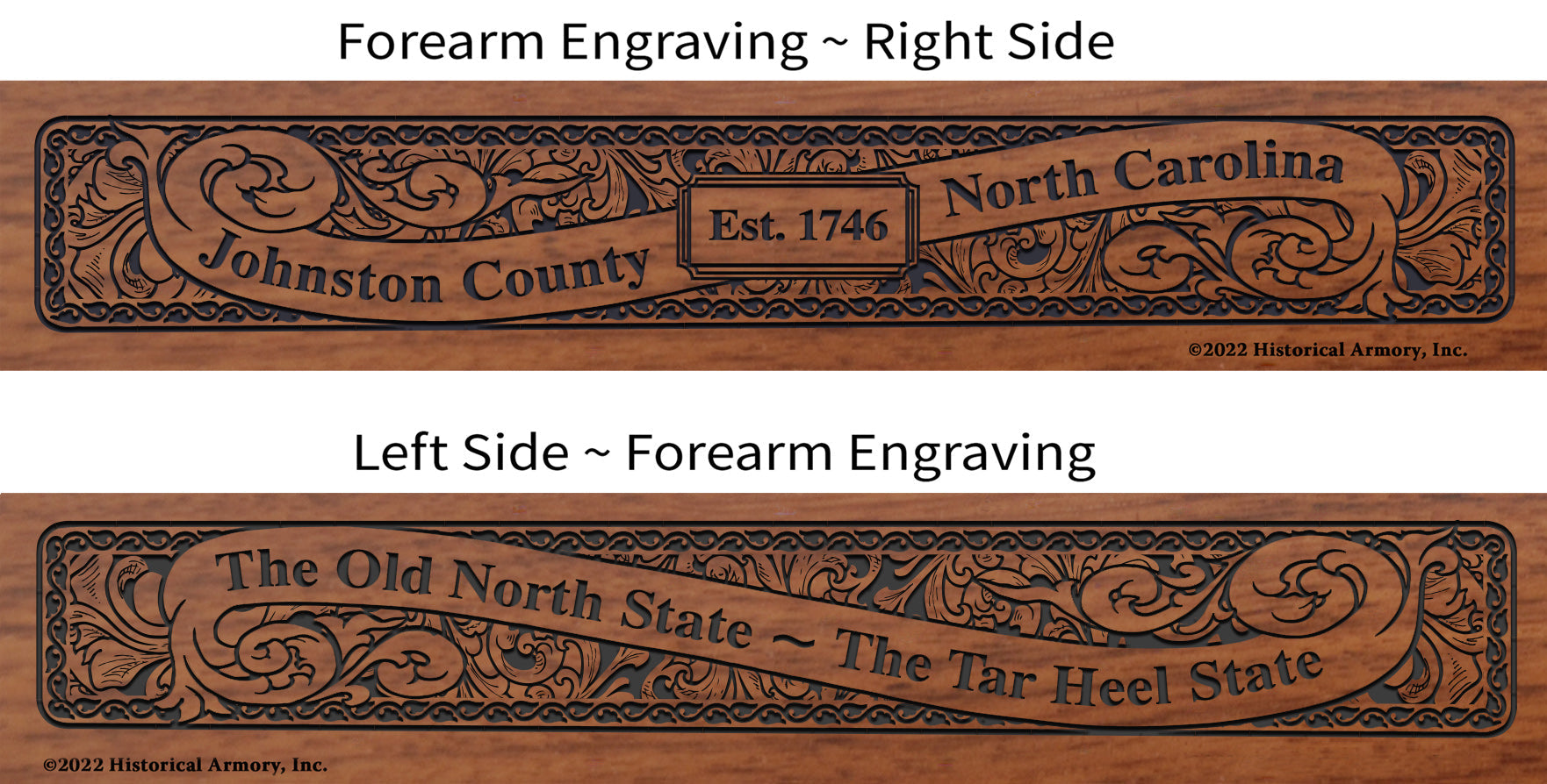 Johnston County North Carolina Engraved Rifle Forearm