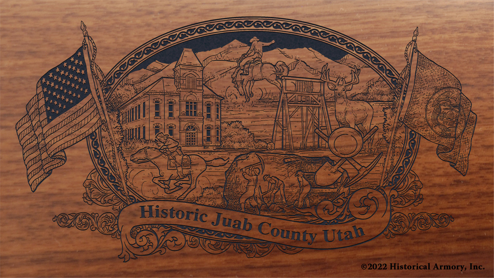 Juab County Utah Engraved Rifle Buttstock