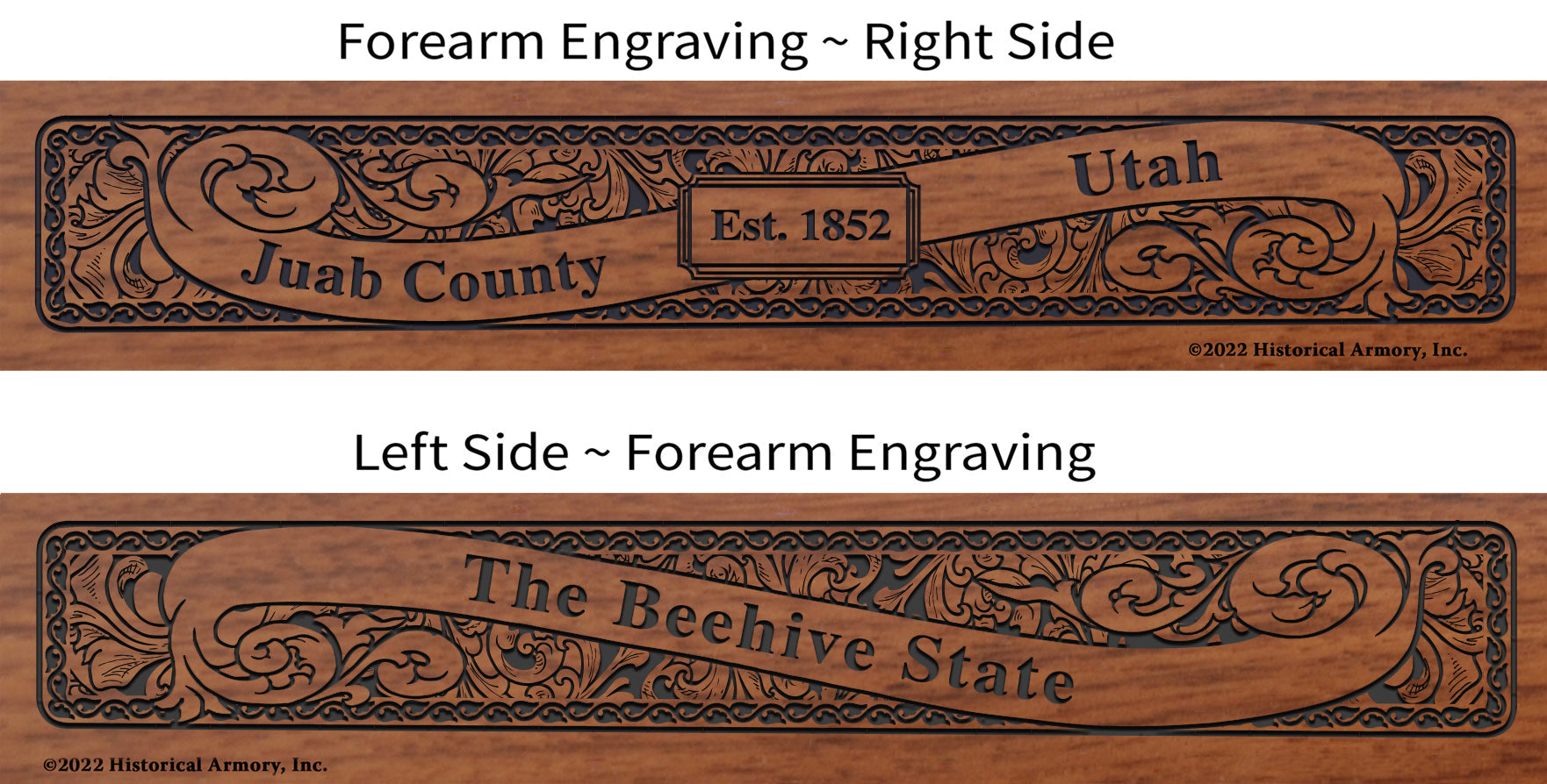 Juab County Utah Engraved Rifle Forearm