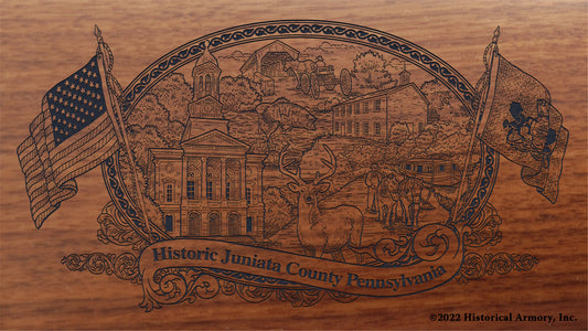 Juniata County Pennsylvania Engraved Rifle Buttstock
