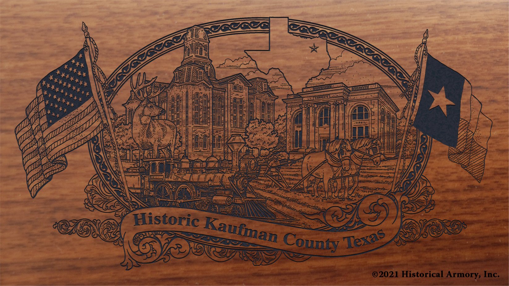 Engraved artwork | History of Kaufman County Texas | Historical Armory