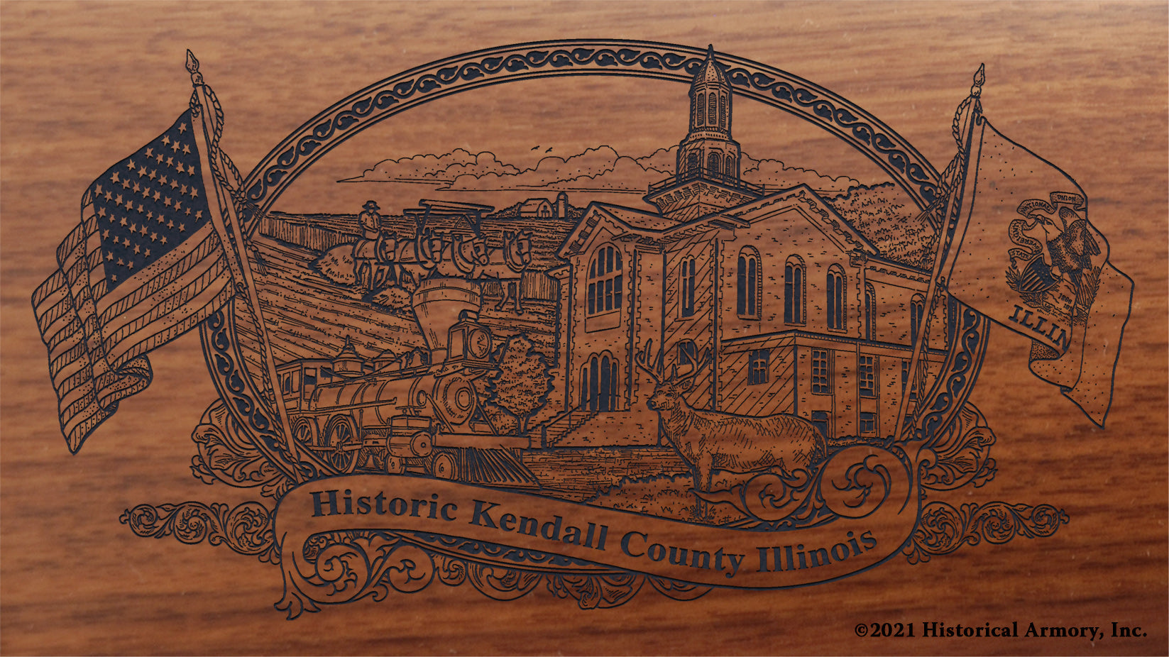 Engraved artwork | History of Kendall County Illinois | Historical Armory